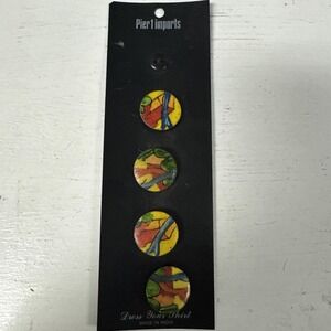 Vtg Pier 1 Imports Dress Your Shirt 4 Button Covers Art Abstract Delicate Boho